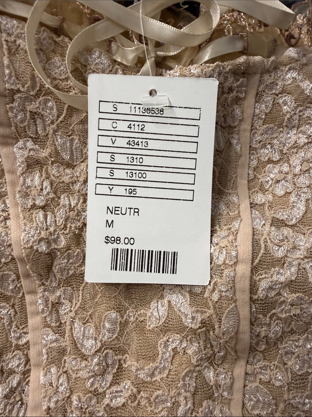 Anthropologie Ann Ferriday Lace Corset Tank Top Beige Medium - Picture 7 of 9
